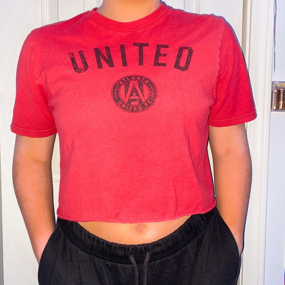 red ATL United adidas cropped tee ;))